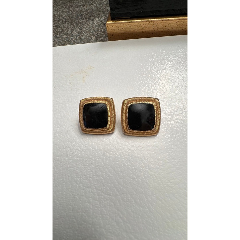 Napier Black and gold tone earrings
